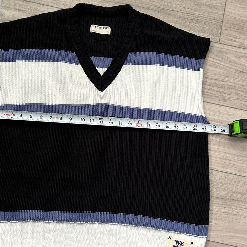 We The Free Free People Tommi Striped Sweater Vest Black White Purple M - Picture 12 of 13